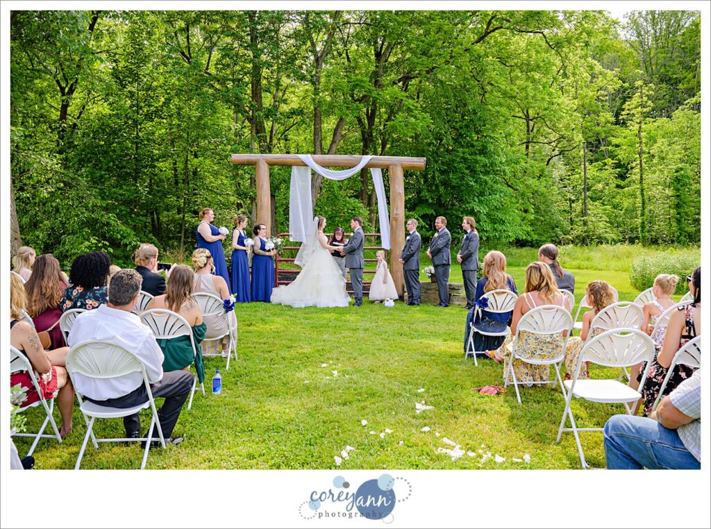 June outdoor wedding ceremony at Amy's Rustic Event Center in Valley City, Ohio