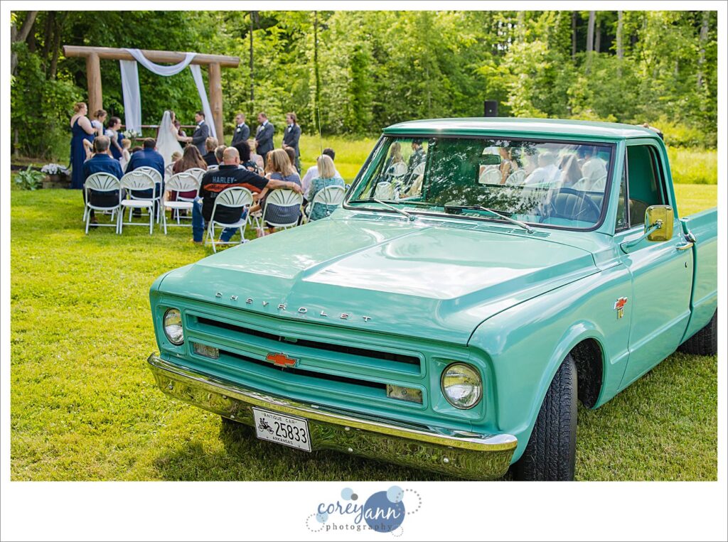 June outdoor wedding ceremony at Amy's Rustic Event Center in Valley City, Ohio