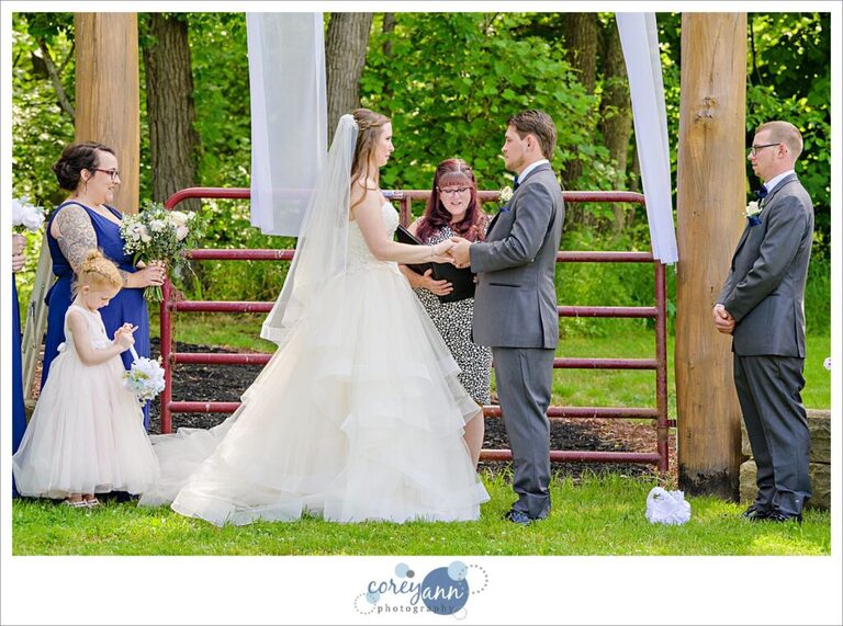 June outdoor wedding ceremony at Amy's Rustic Event Center in Valley City, Ohio