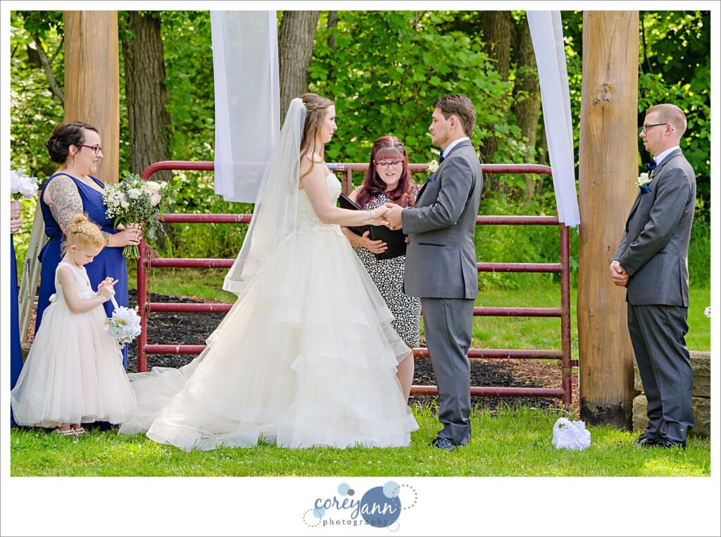 June outdoor wedding ceremony at Amy's Rustic Event Center in Valley City, Ohio