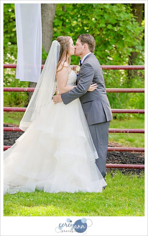 June outdoor wedding ceremony at Amy's Rustic Event Center in Valley City, Ohio