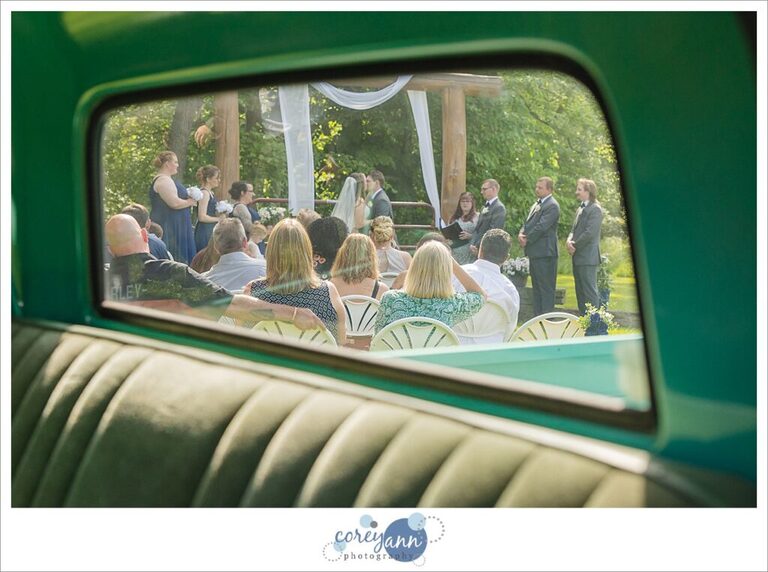 June outdoor wedding ceremony at Amy's Rustic Event Center in Valley City, Ohio