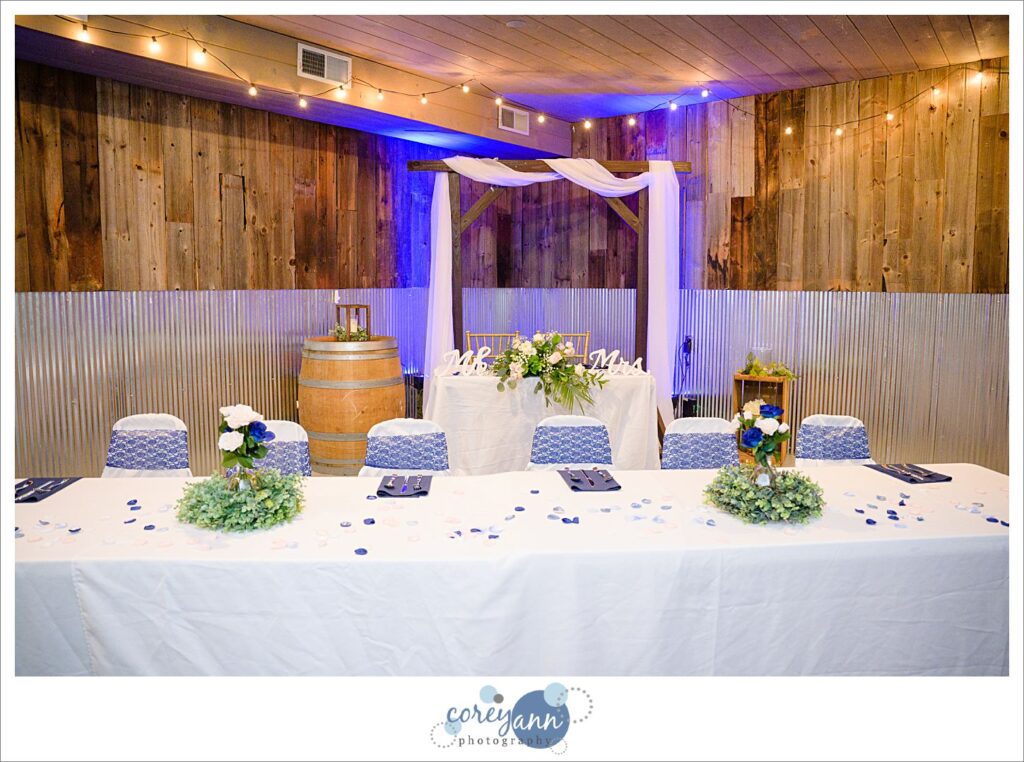 Wedding reception set up at Amy's Rustic Event Center