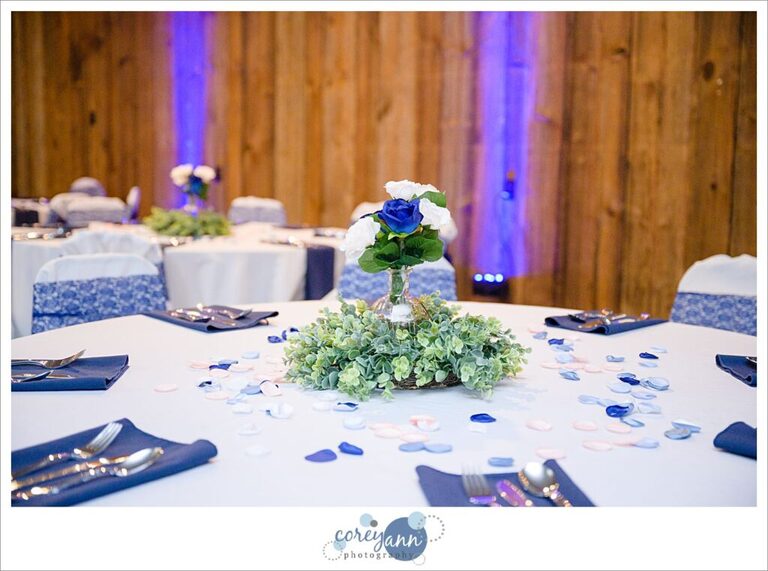 Wedding reception set up at Amy's Rustic Event Center