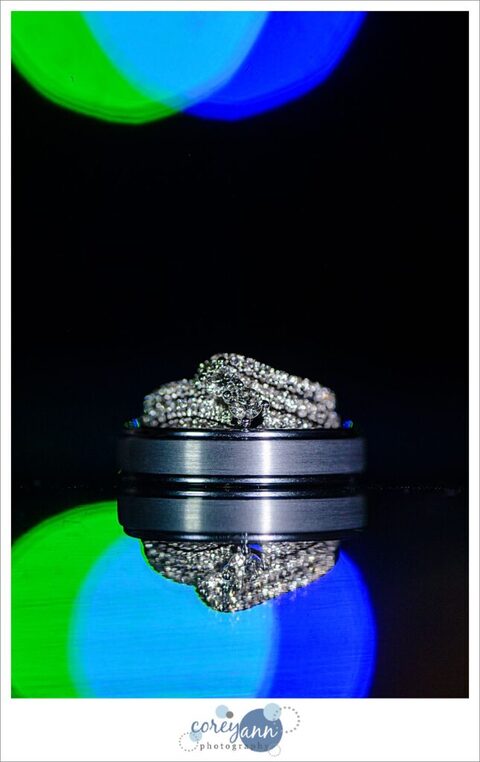 Wedding rings during wedding in June in Ohio