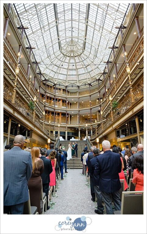 June wedding ceremony at Hyatt Regency Cleveland at The Arcade