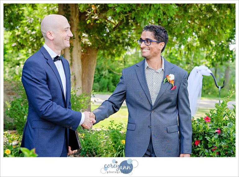 Outdoor wedding ceremony in the garden at Hawken Upper School in Gates Mills, Ohio