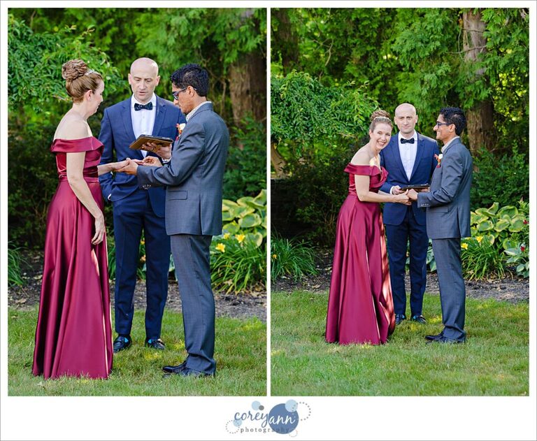 Outdoor wedding ceremony in the garden at Hawken Upper School in Gates Mills, Ohio