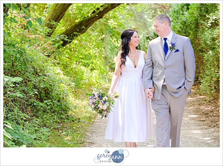 Bride and Groom after wedding at Gervasi Vineyard in July in Canton Ohio