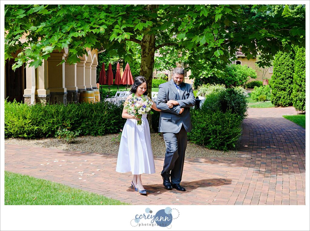 Wedding ceremony at Gervasi Vineyard in the conservatory in Canton Ohio