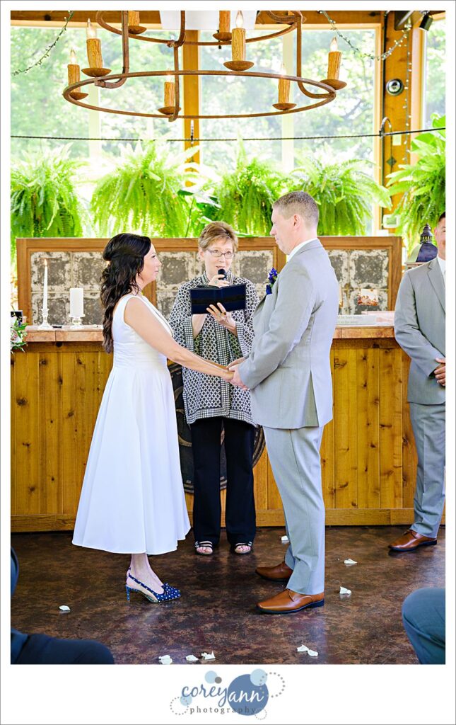 Wedding ceremony at Gervasi Vineyard in the conservatory in Canton Ohio