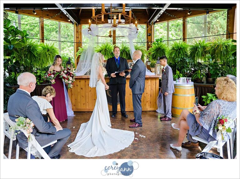 Wedding ceremony inside the conservatory at Gervasi Vineyard in Canton Ohio