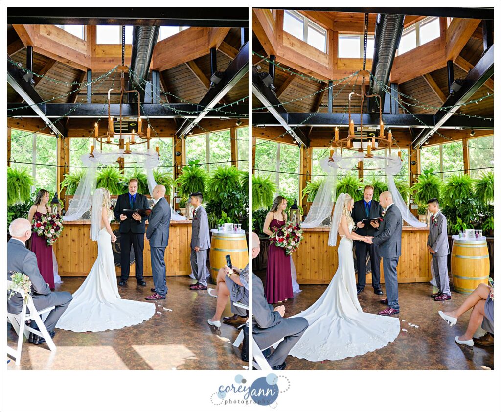 Wedding ceremony inside the conservatory at Gervasi Vineyard in Canton Ohio
