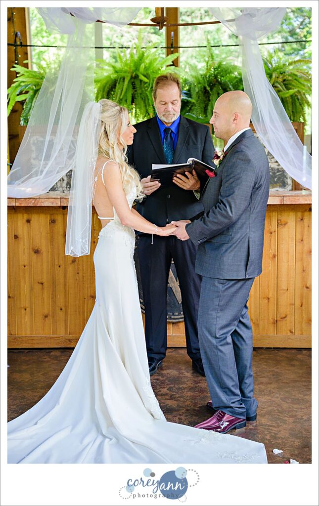 Wedding ceremony inside the conservatory at Gervasi Vineyard in Canton Ohio