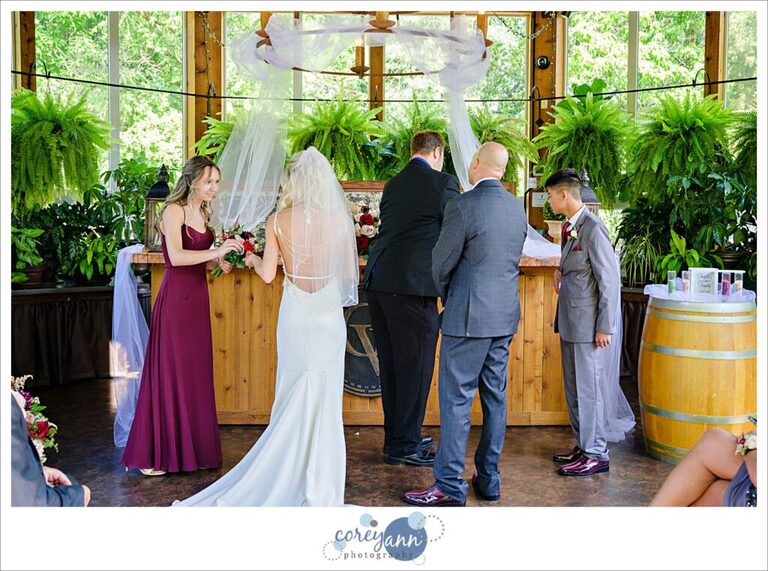 Wedding ceremony inside the conservatory at Gervasi Vineyard in Canton Ohio