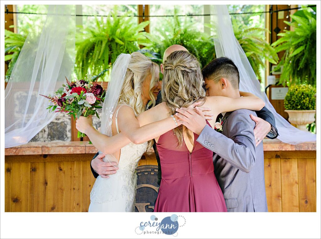 Wedding ceremony in Canton Ohio at Gervasi Vineyard for an intimate wedding