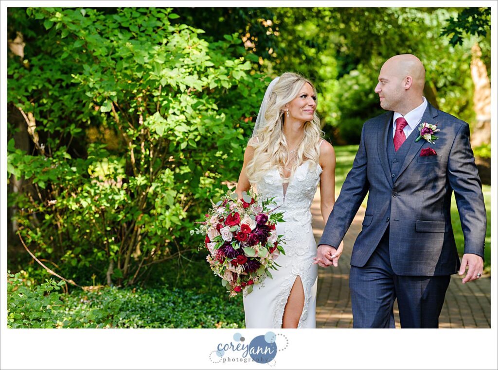 Bride and groom after their wedding ceremony at Gervasi Vineyard in Canton Ohio
