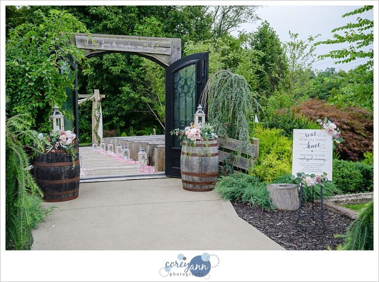 Rustic wedding ceremony space at Barn on Enchanted Acres