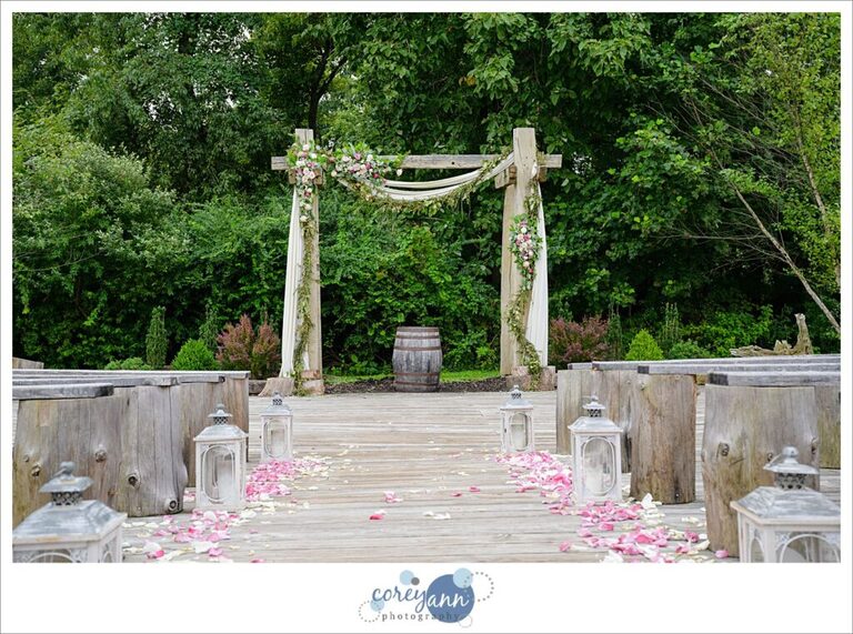 Rustic wedding ceremony space at Barn on Enchanted Acres