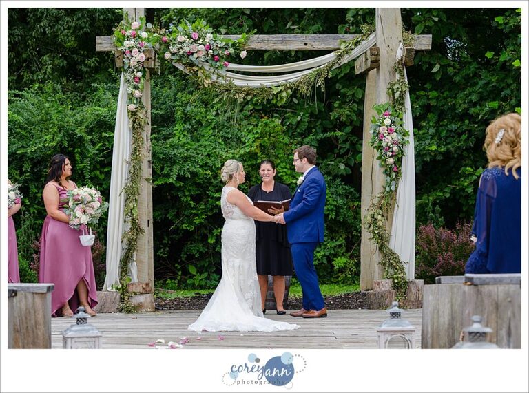 Outdoor wedding ceremony at Barn on Enchanted Acres