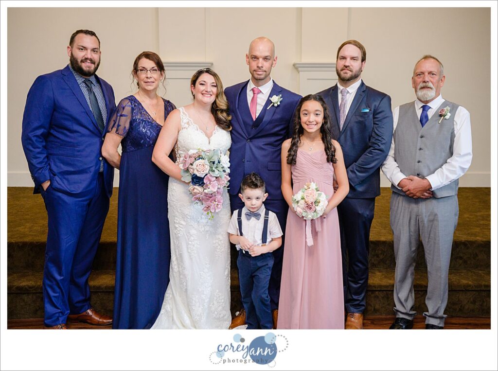 Posed family portrait after wedding ceremony at Whitehall Columbia in Ohio