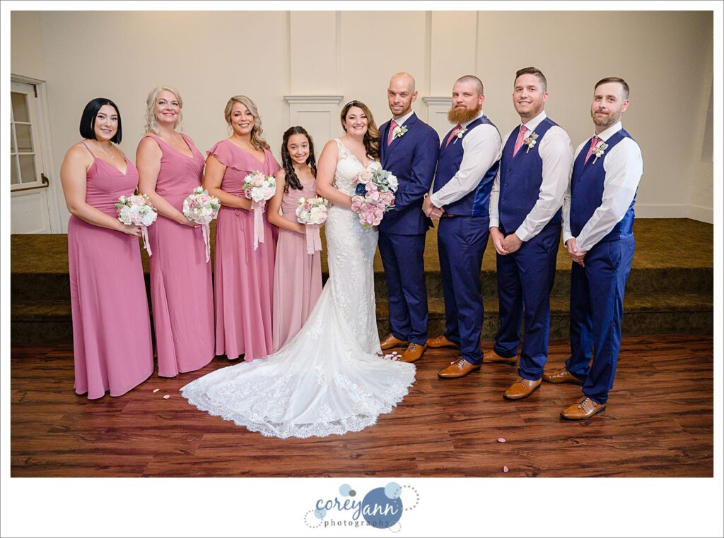 Posed bridal party after wedding ceremony at Whitehall Columbia in Ohio