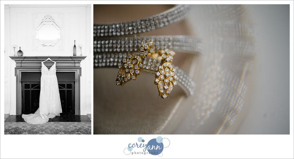 details of a bride's wedding ensemble for a wedding in Ohio