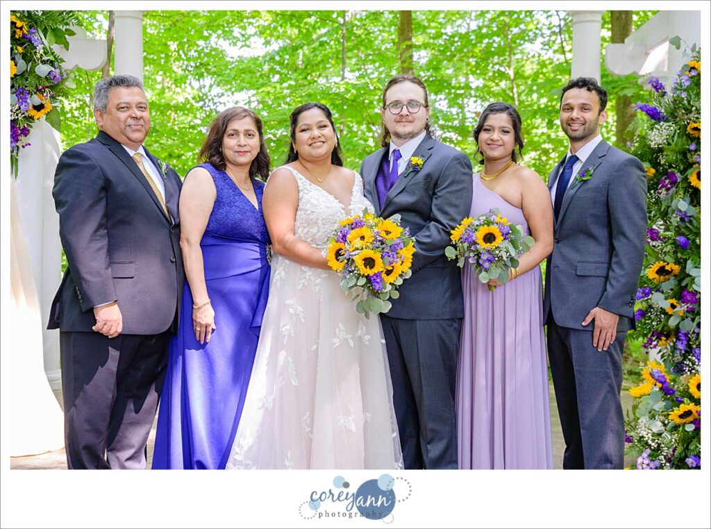 Casual family portrait after wedding ceremony in northeast Ohio