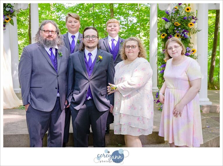 Casual family portrait after wedding ceremony in northeast Ohio