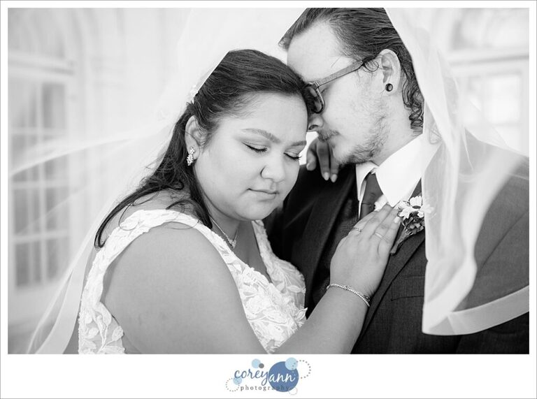 Bride and Groom beneath a veil wedding photo at Coulby Mansion 