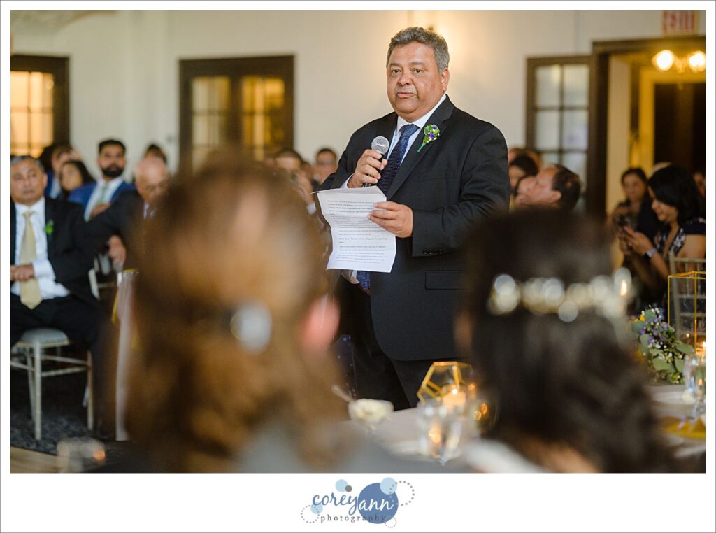 Wedding Reception toast at Pine Ridge Country Club in Wickliffe Ohio
