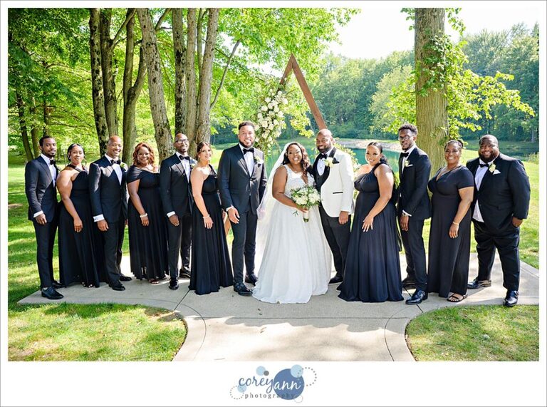 Bridal party in black and white at Sun Valley Ohio