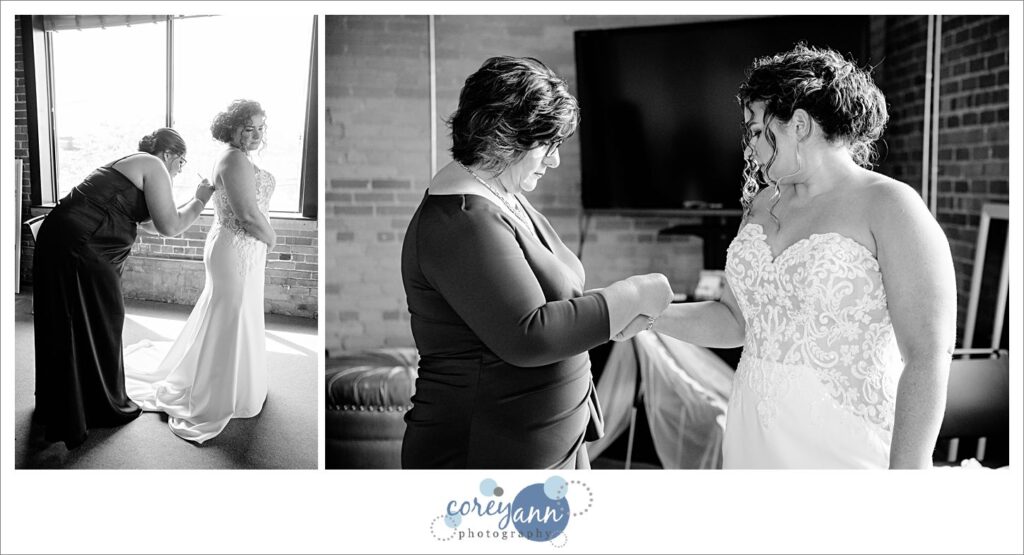 Bride getting ready for a wedding at Ariel International Center in Cleveland