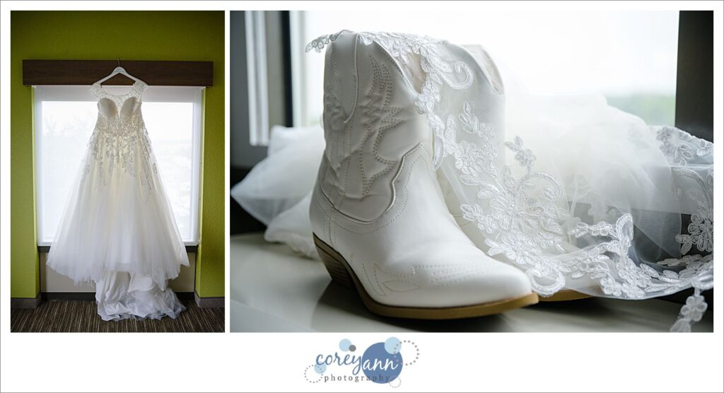 bride's wedding ensemble details before wedding in Akron Ohio