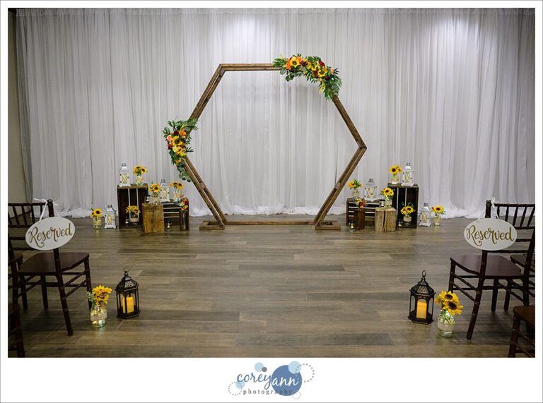 Indoor ceremony setup at Gather at the Lakes in Akron Ohio