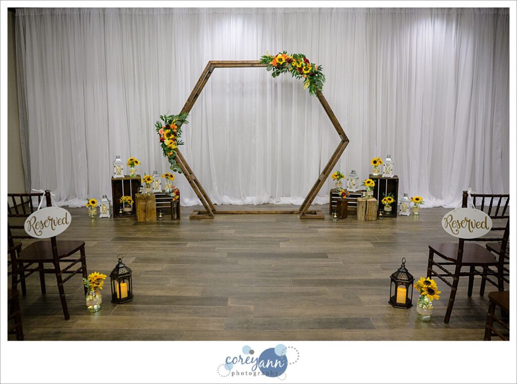 Indoor ceremony setup at Gather at the Lakes in Akron Ohio