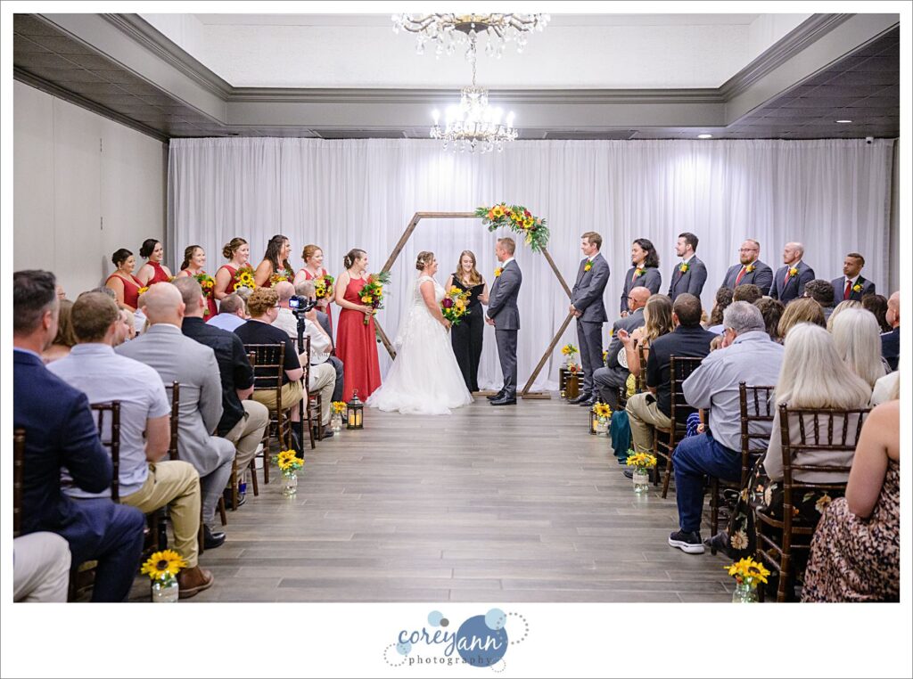 Indoor wedding ceremony at Gather at the Lakes in Akron Ohio