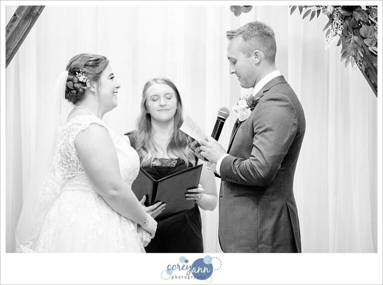 Indoor wedding ceremony at Gather at the Lakes in Akron Ohio