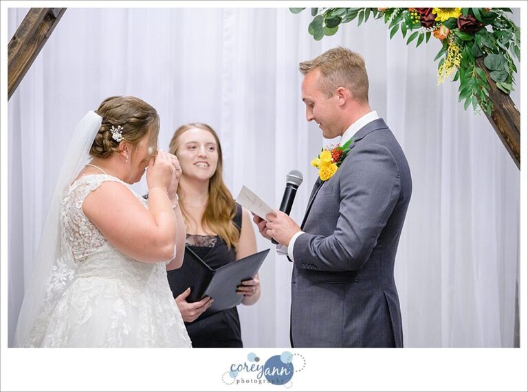 Indoor wedding ceremony at Gather at the Lakes in Akron Ohio