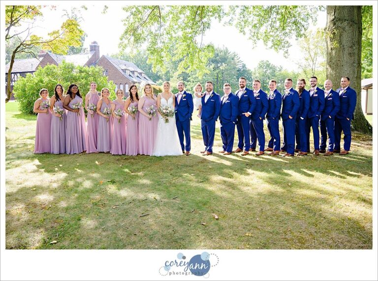 Blue and pink bridal party in Akron Ohio