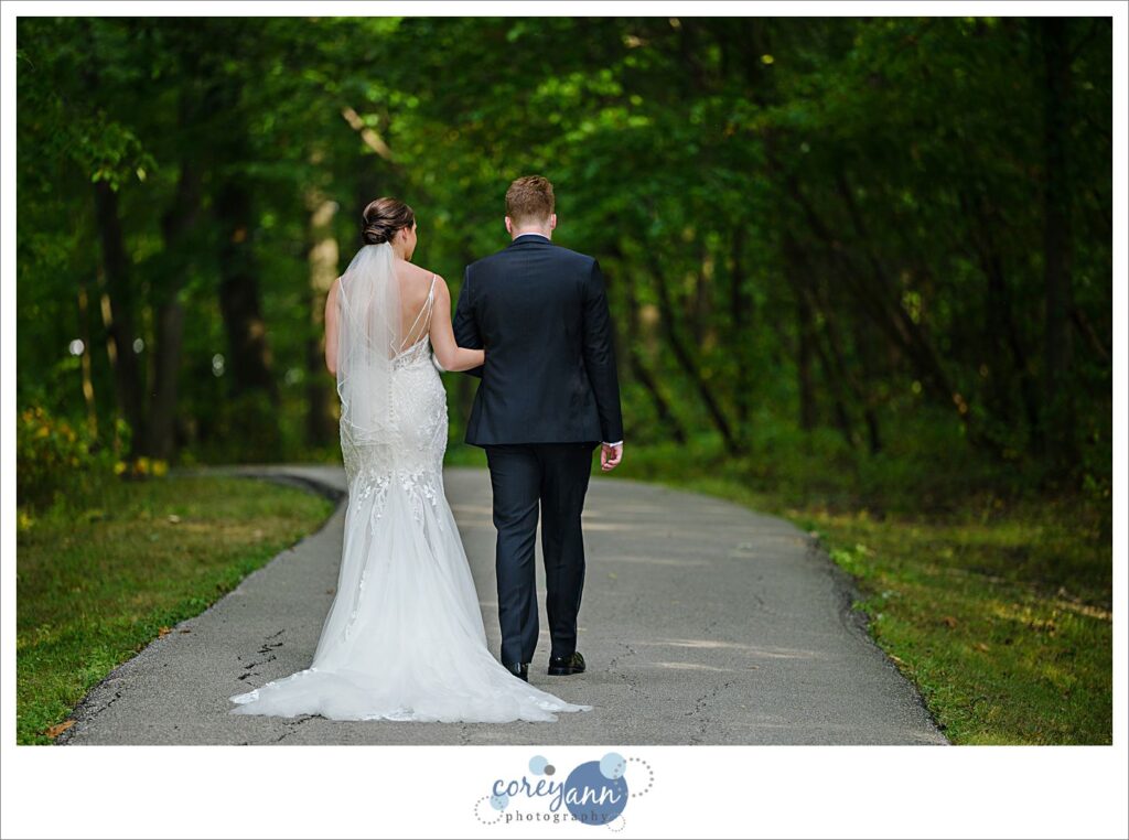 Bride and groom posing after wedding in Northeast Ohio