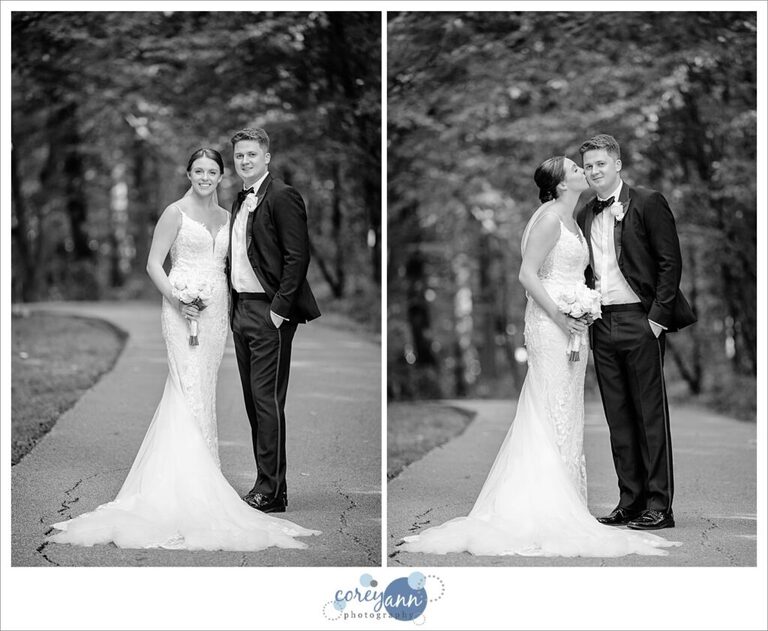 Bride and groom posing after wedding in Northeast Ohio