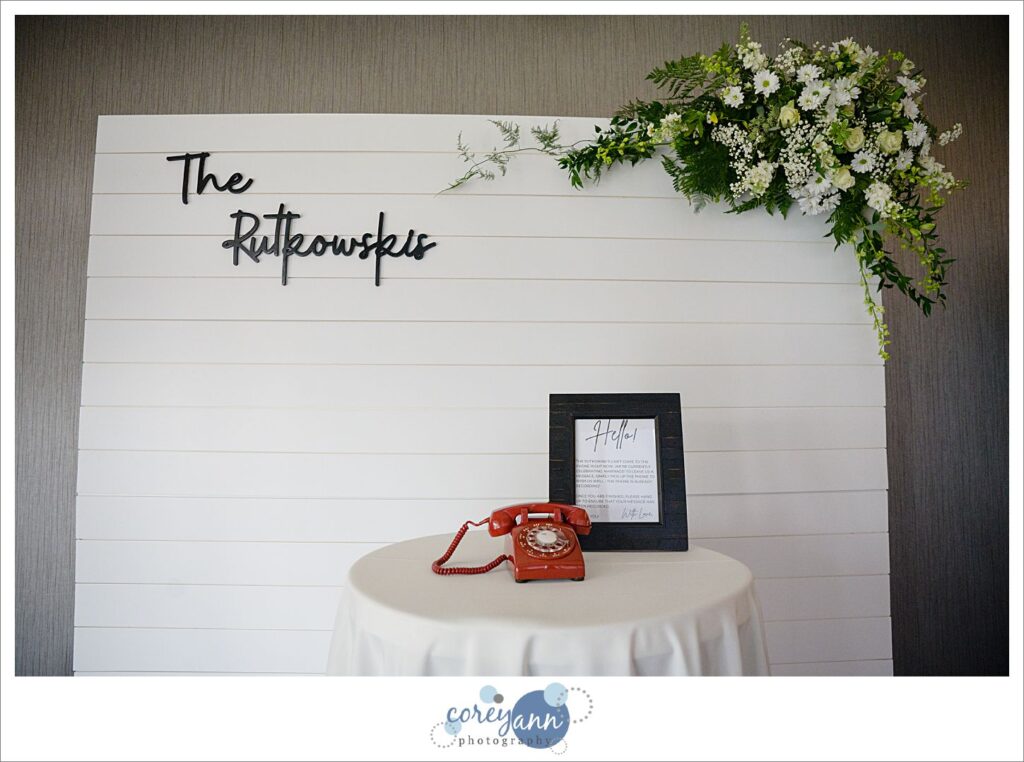 Old school phone for audio guestbook at a wedding at Emerald Event Center in Avon Ohio