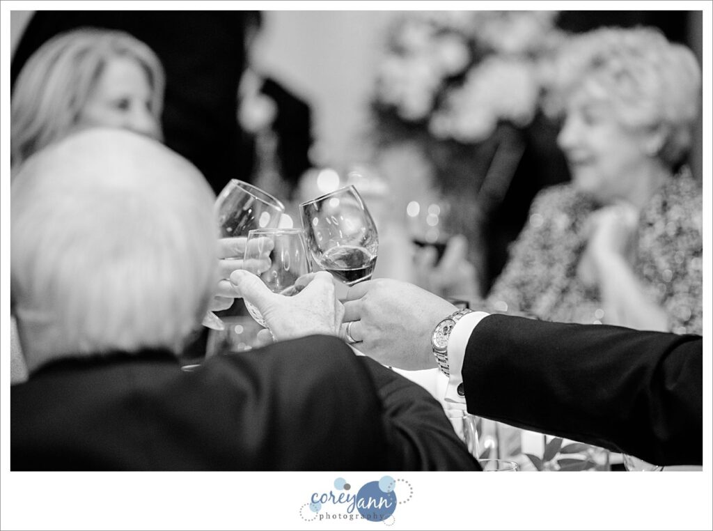 Toasts being given to bride and groom during their wedding reception at Emerald Event Center in Avon Ohio