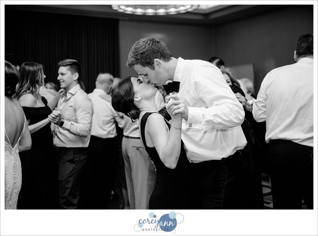 Fun wedding dance floor during wedding reception at Emerald Event Center September wedding in Northeast Ohio