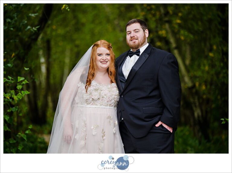 Bride and Groom in wedding attire after their small wedding ceremony at Stan Hywet Hall and Gardens in Akron Ohio