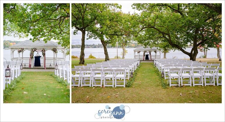 Outdoor ceremony setup on the lake front in Akron Ohio