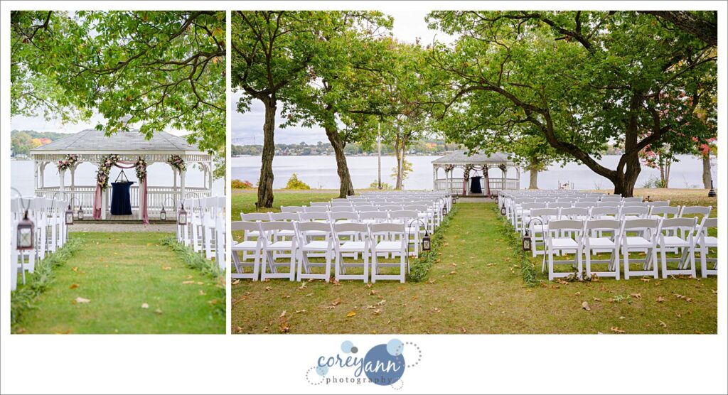 Outdoor ceremony setup on the lake front in Akron Ohio