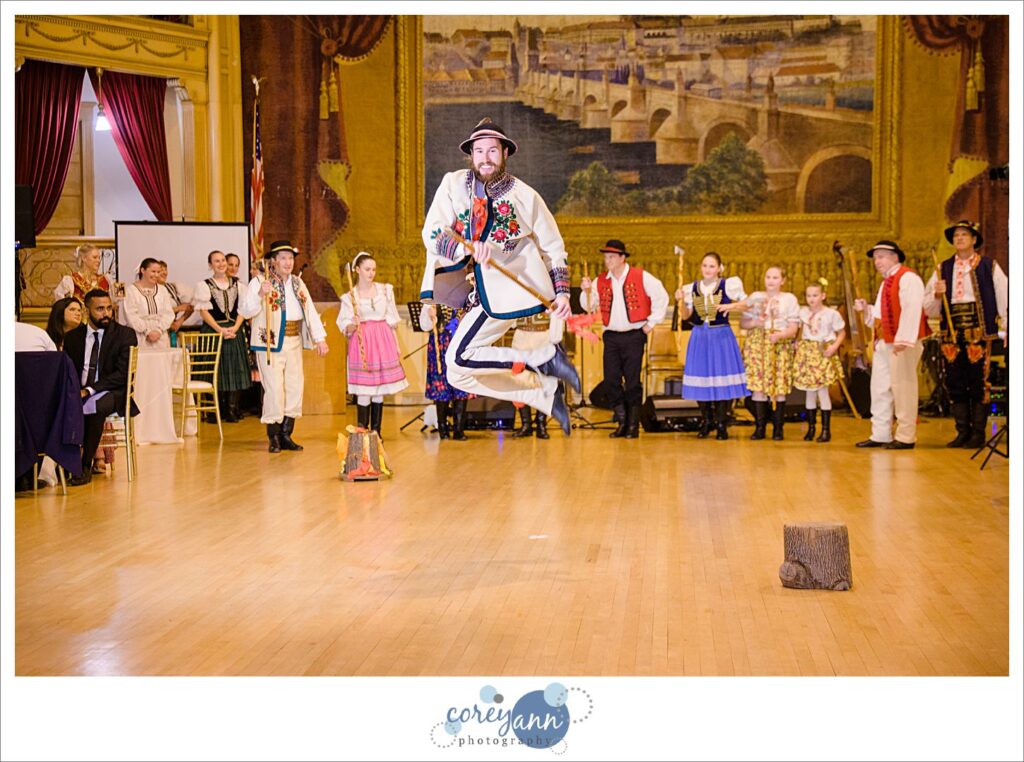 Slovakian wedding dance during reception at Bohemian National Hall in Cleveland Ohio