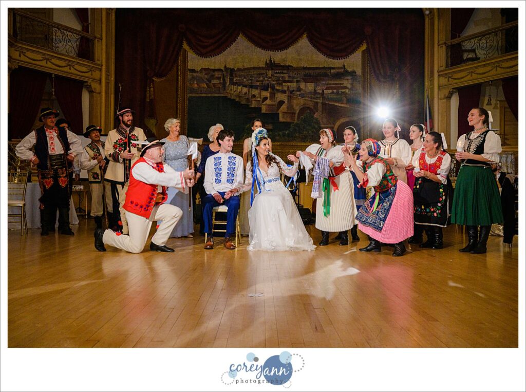 Slovakian wedding dance during reception at Bohemian National Hall in Cleveland Ohio